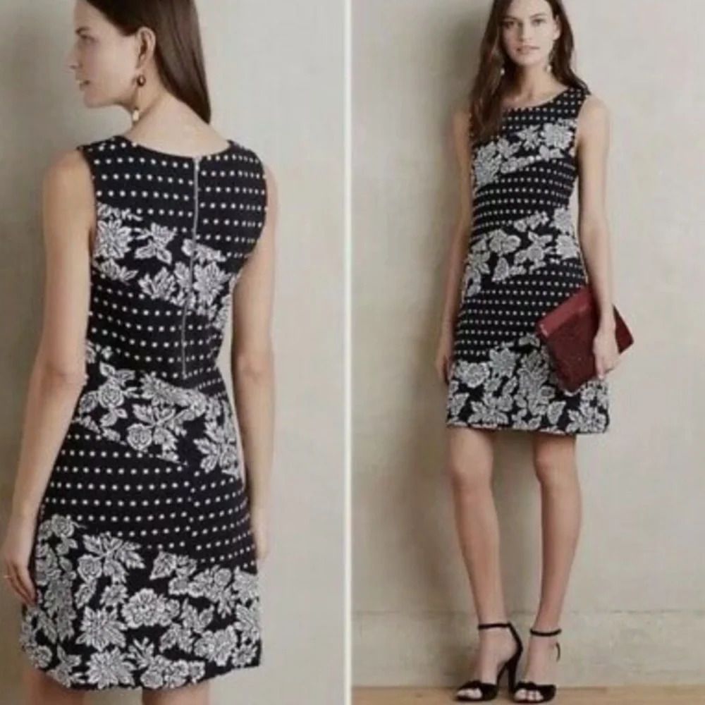 Maeve Anthropologie Effemy Jacquard Dot Dress